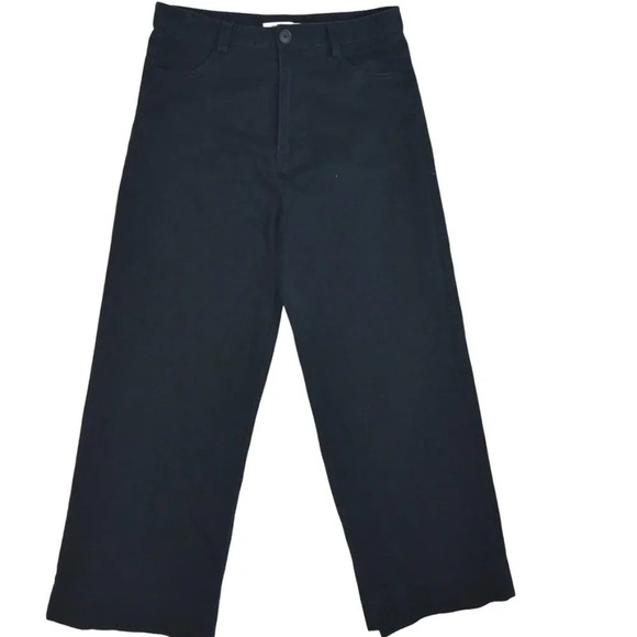 EMERSON FRY || Women's Organic Cotton Black Wide Leg High Waters Pants Sz M (28) - Picture 1 of 9